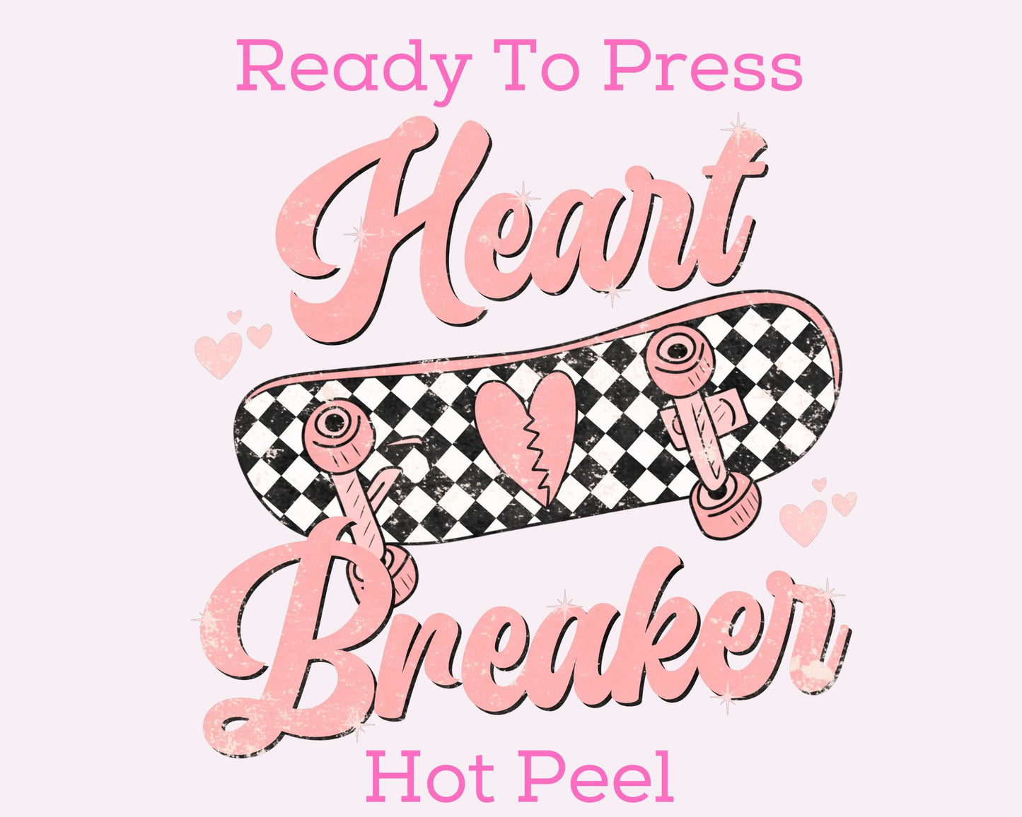 Checkered Skateboard Heart Breaker (Boy) Valentine's Day DTF Transfer