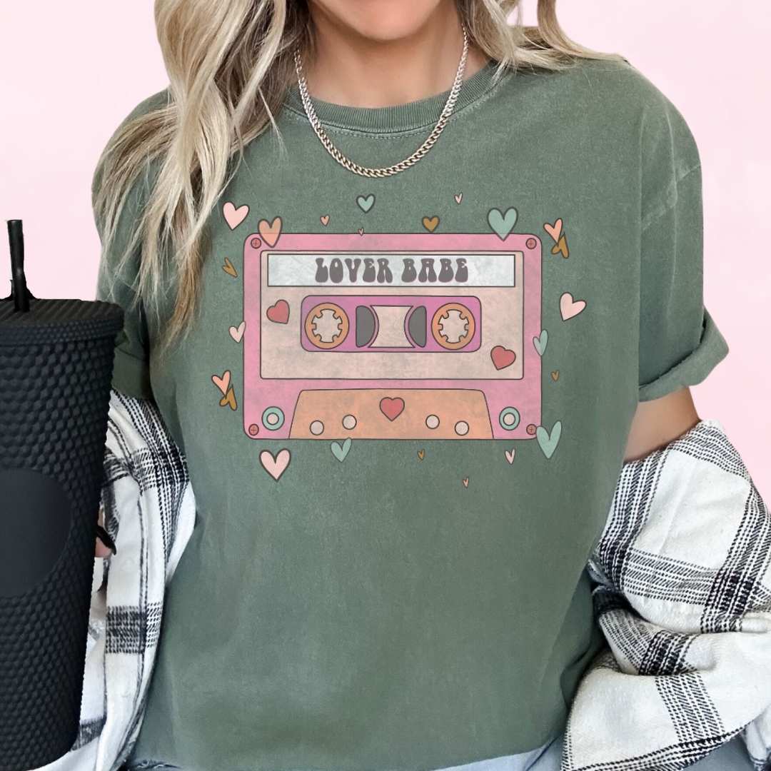Lover Babe Cassette Valentines Day DTF TRANSFER or UV DTF STICKER
