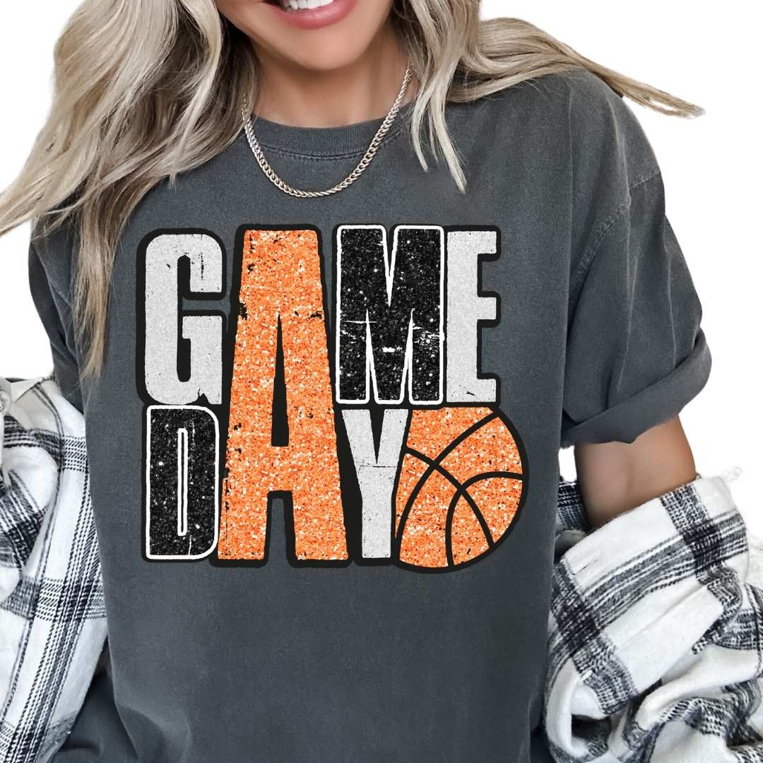Faux Sequins Basketball Game Day DTF TRANSFER or UV DTF STICKER