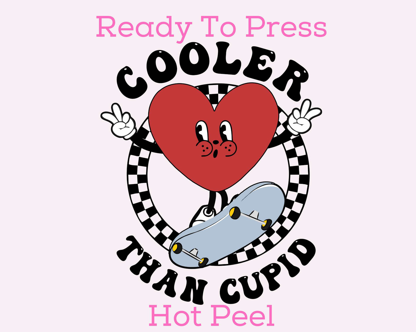 Cooler Than Cupid Heart Boy Checkered Peace Valentine's Day DTF TRANSFER