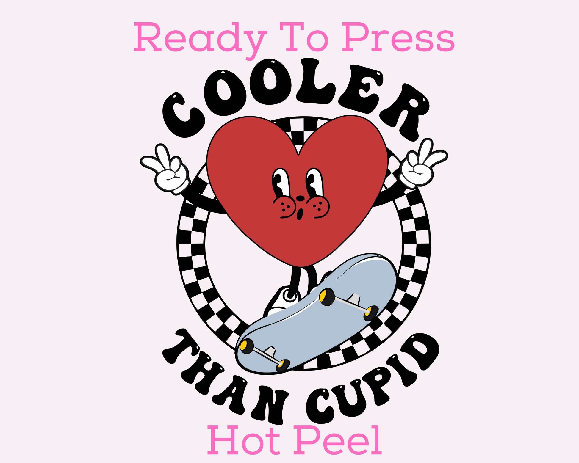 Cooler Than Cupid Heart Boy Checkered Peace Valentine's Day DTF TRANSFER