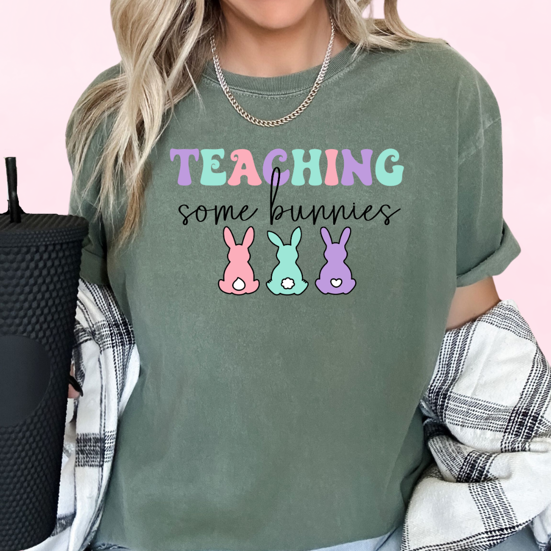 Teaching Some Bunnies (Three) Easter Teacher DTF TRANSFER or UV DTF STICKER or UV DTF STICKER