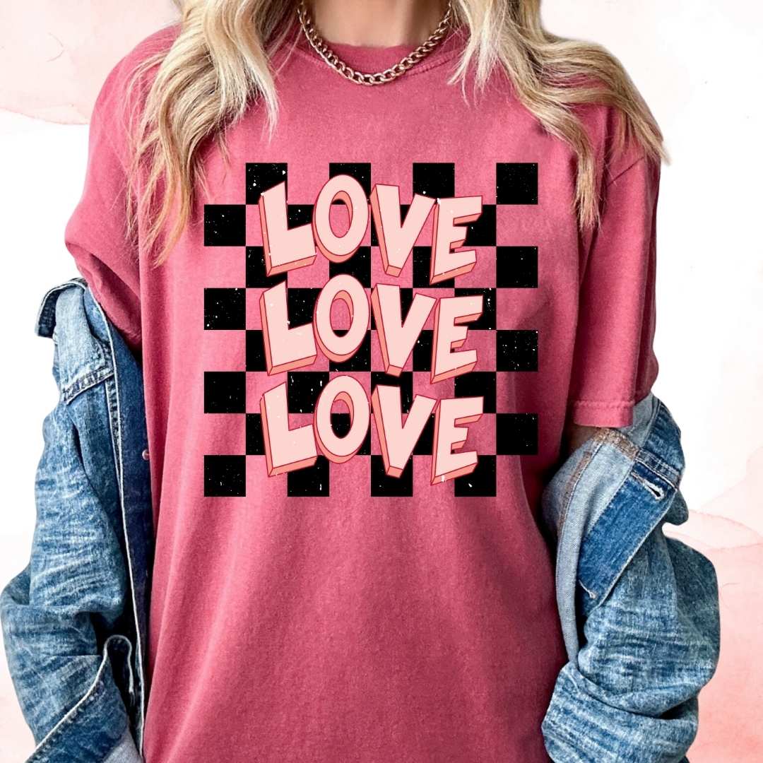 Checkered Love Valentine's Day DTF TRANSFER