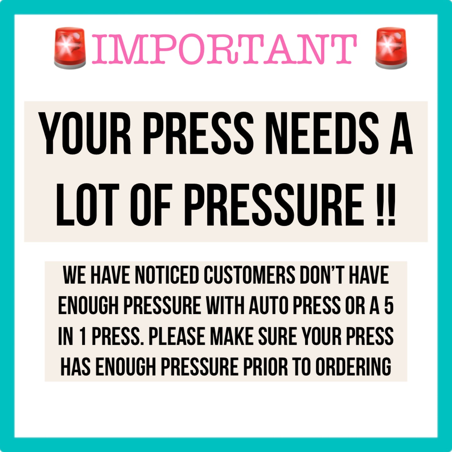 a sign that says your press needs a lot of pressure