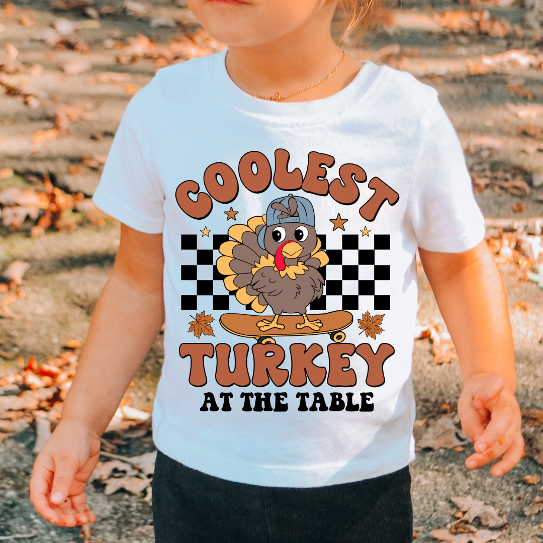Coolest Skateboarding Turkey (Black) Thanksgiving DTF TRANSFER or UV DTF STICKER