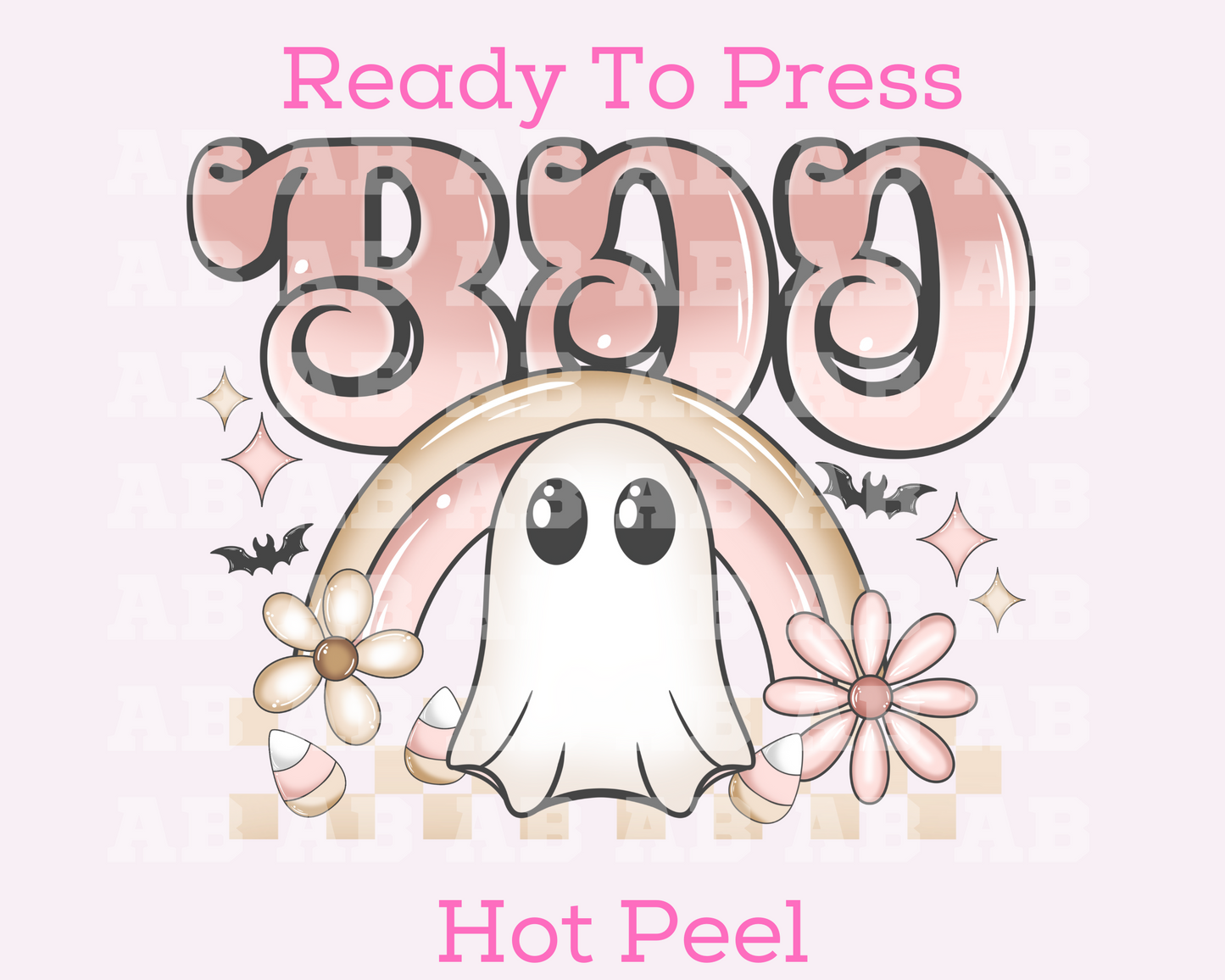 Boo Rainbow Pastel Ghost Halloween DTF TRANSFER or UV DTF STICKER DECAL