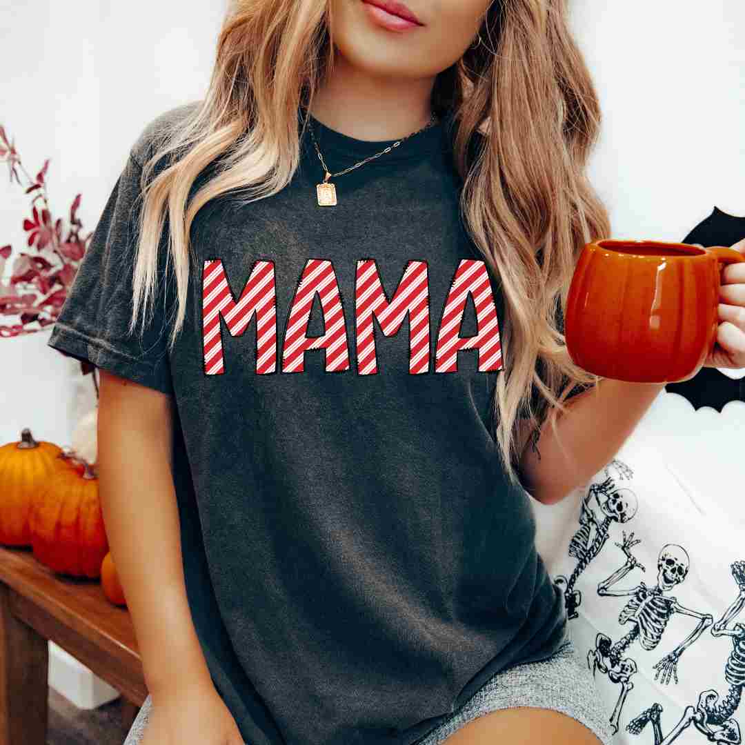 Mama Candy Cane DTF TRANSFER or UV DTF STICKER or UV DTF STICKER DECAL