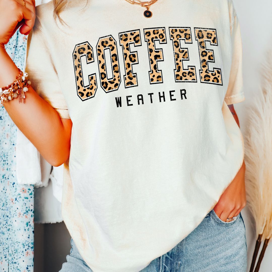 Leopard Coffee Weather DTF TRANSFER or UV DTF STICKER DECAL