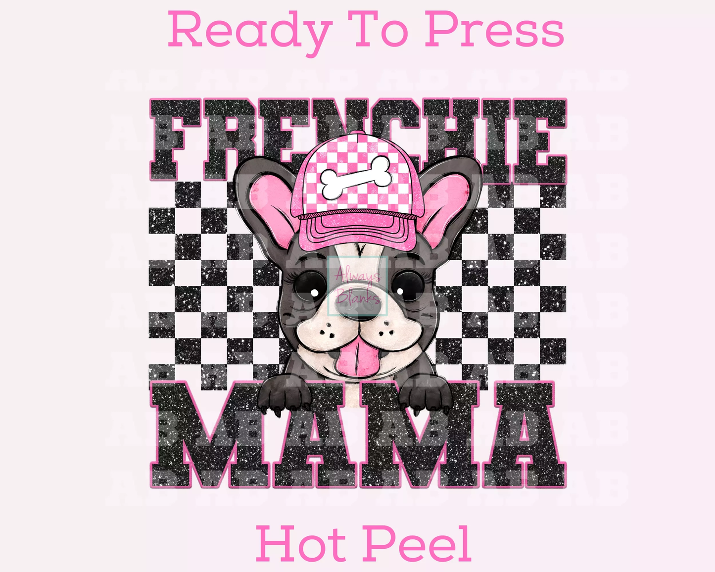Frenchie Mama (Black) Faux Sequins Faux Embroidery Mom DTF TRANSFER or UV DTF STICKER DECAL
