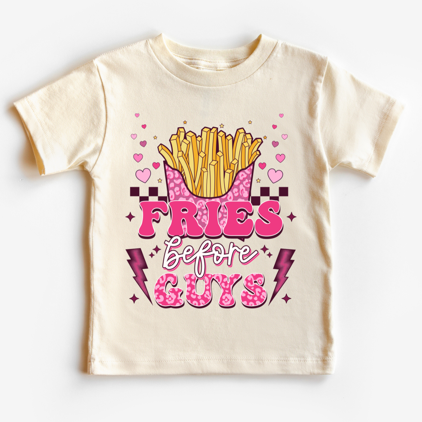 Fries Before Guys Pink (Checkered) Valentines Day DTF TRANSFER