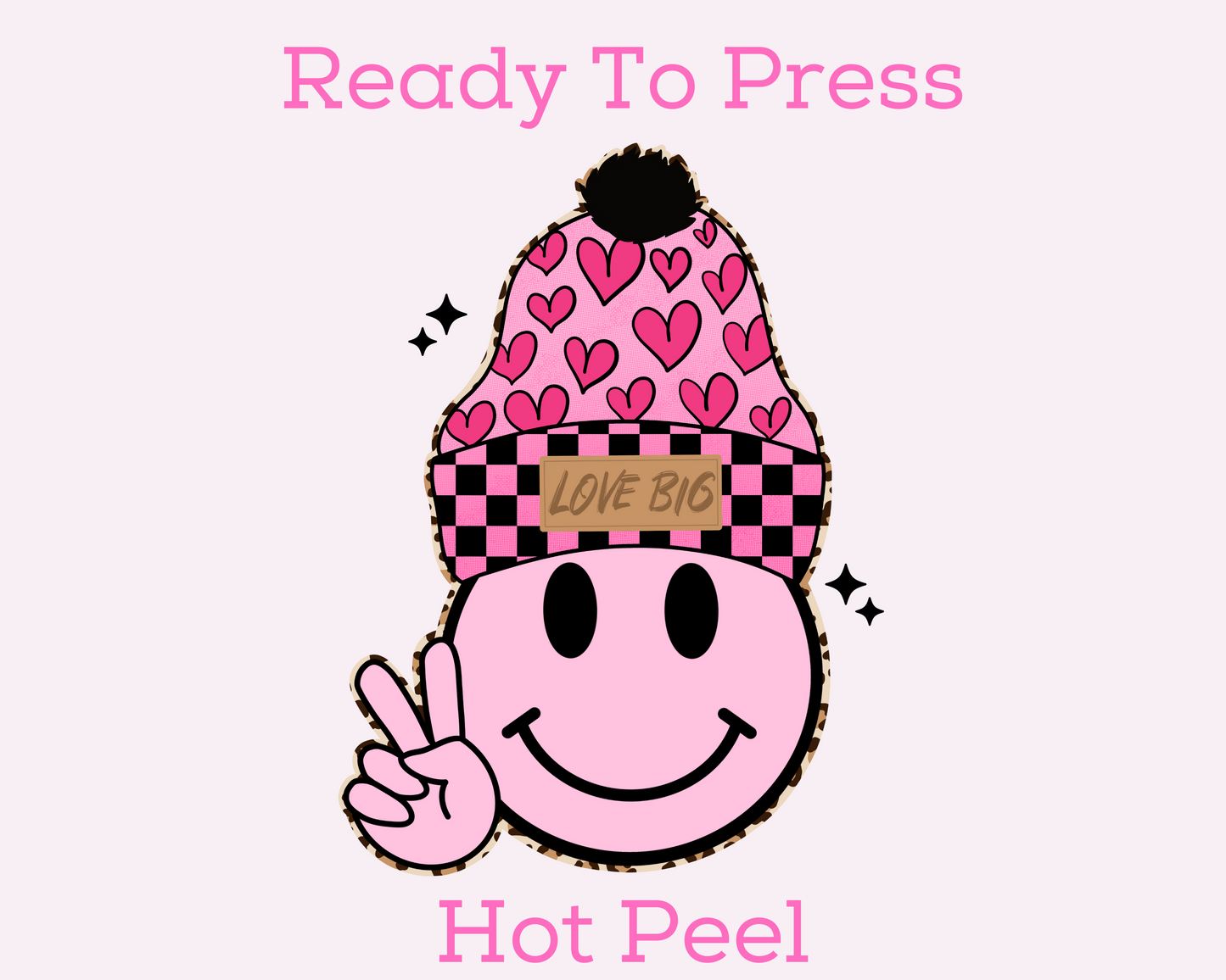 Love Big Heart Beanie Happy Valentine's Day DTF TRANSFER