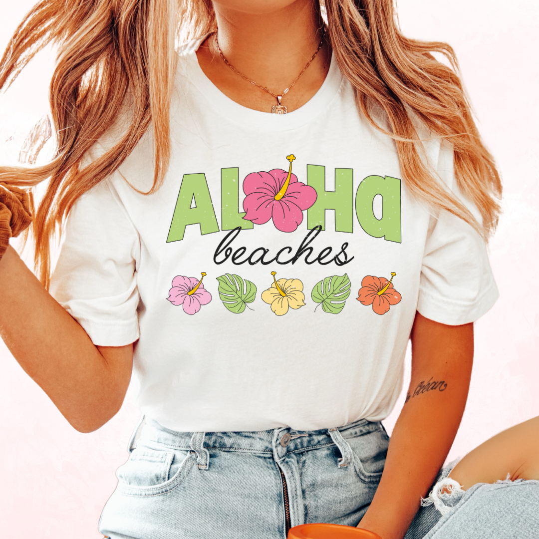 Aloha Beaches (Distressed) Summer DTF TRANSFER or UV DTF STICKER