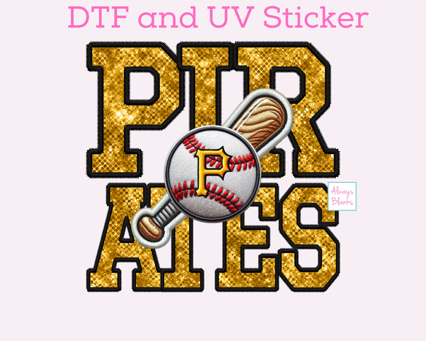 Pirates Baseball Faux Sequins DTF TRANSFER or UV DTF STICKER