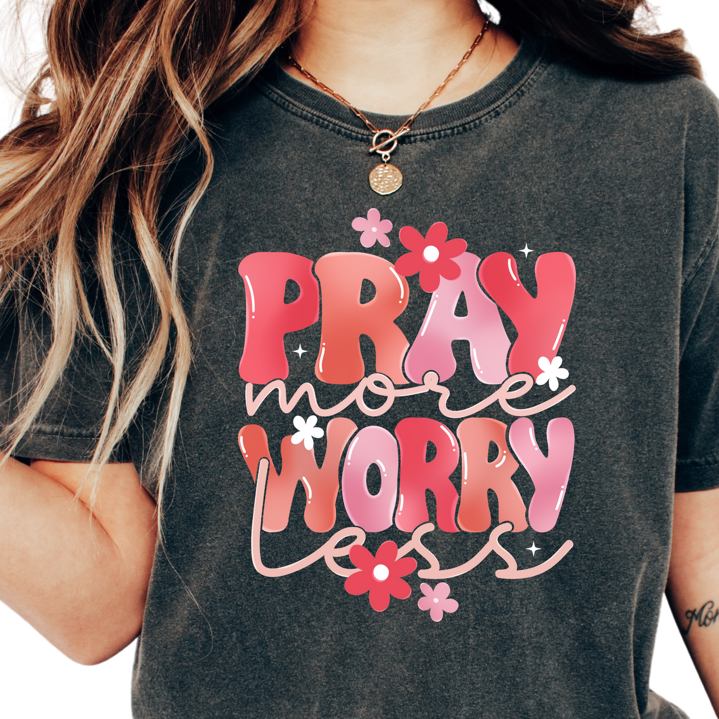 Pray More Worry Less Religious DTF TRANSFER or UV DTF STICKER