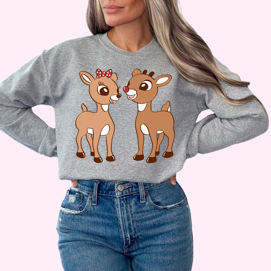 Rudolph And Clarice The Reindeer Christmas DTF TRANSFER  or UV DTF STICKER