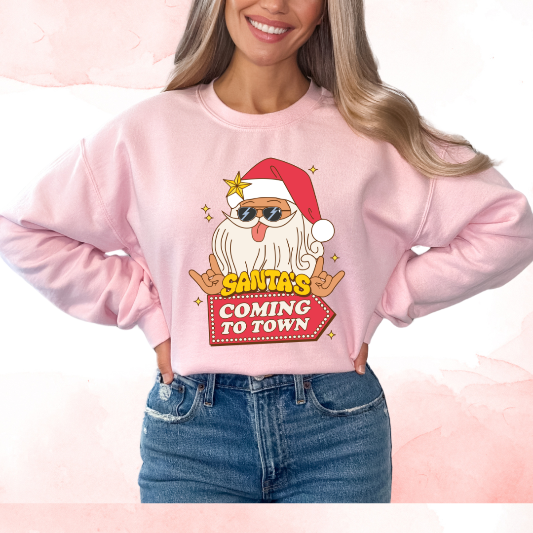 Santa's Coming To Town Christmas DTF TRANSFER  or UV DTF STICKER