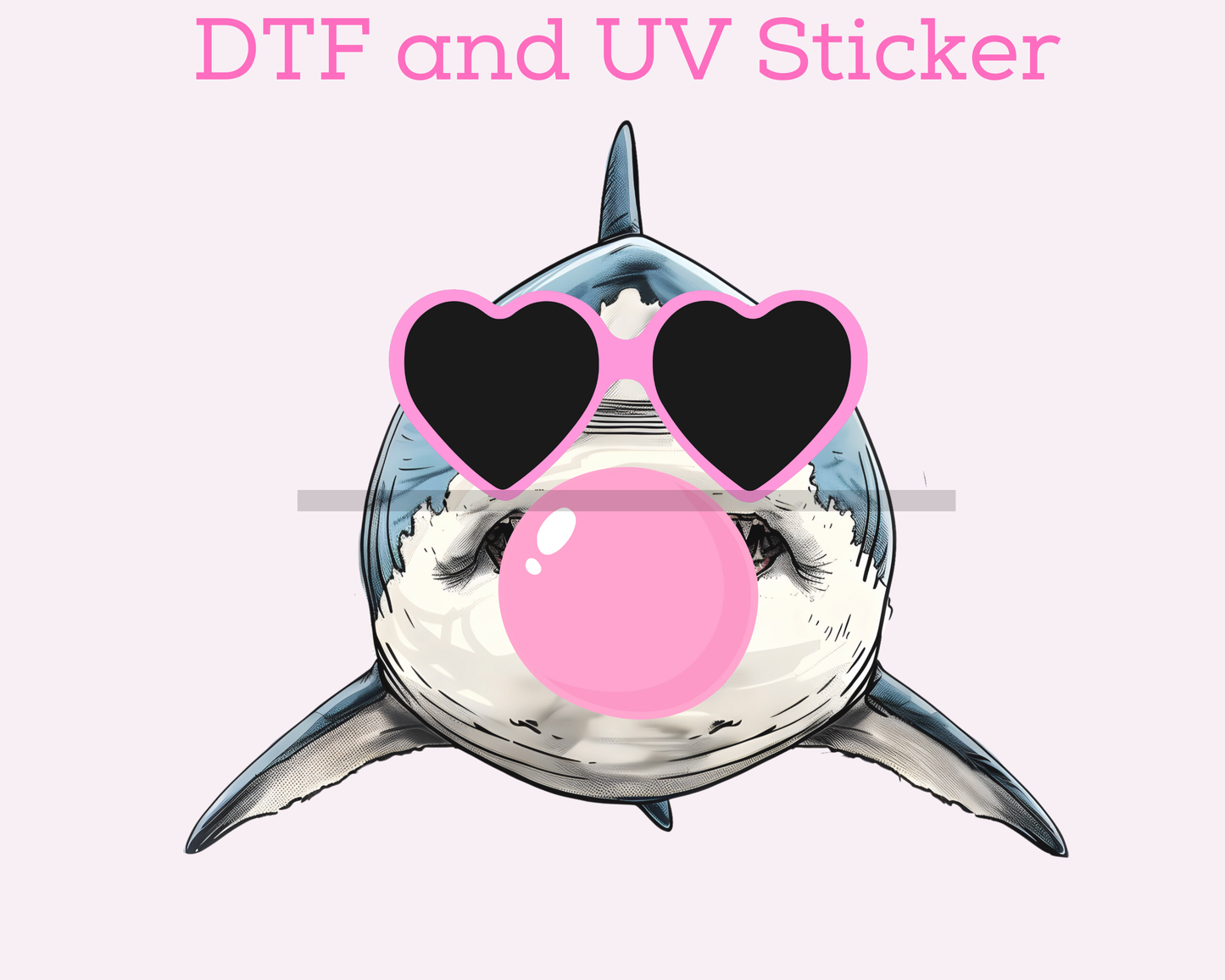 Sharks Blowing Bubble Sports Mascot DTF TRANSFER or UV DTF STICKER