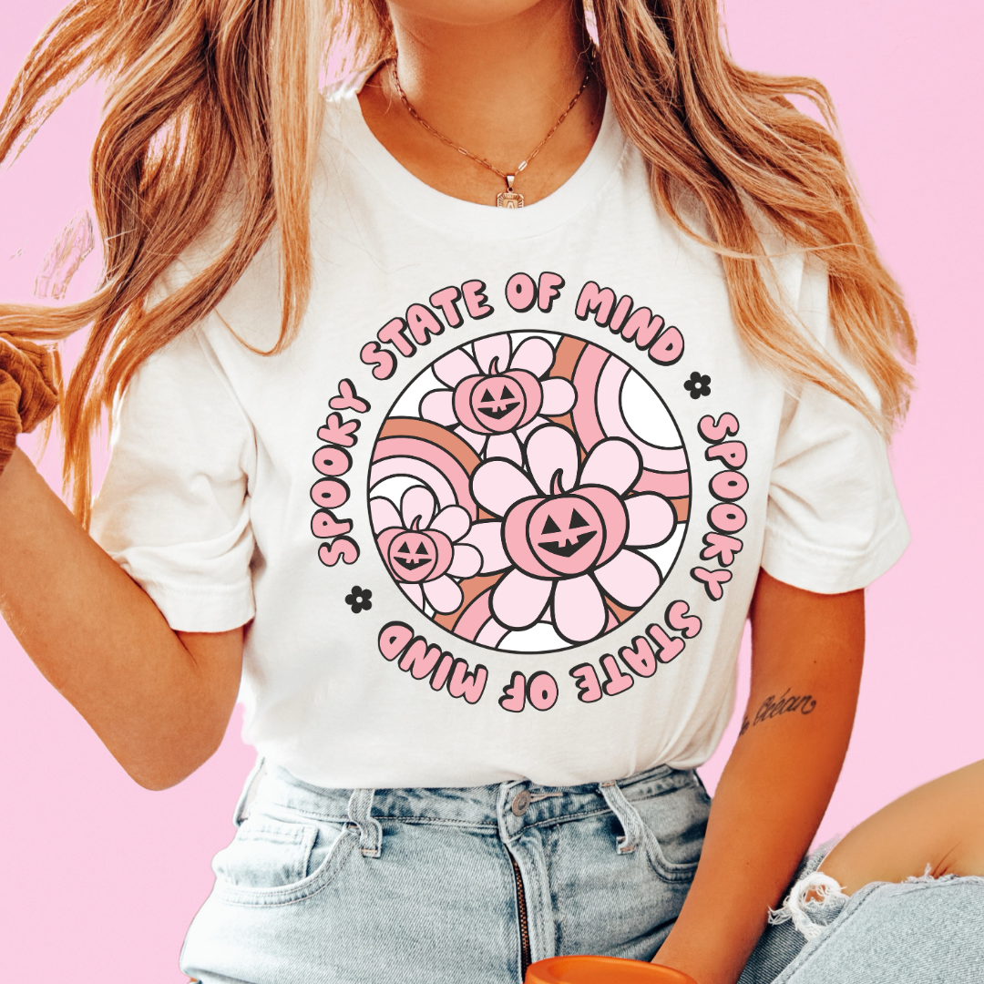 Spooky State Of Mind (Pink) Halloween DTF TRANSFER or UV DTF STICKER DECAL