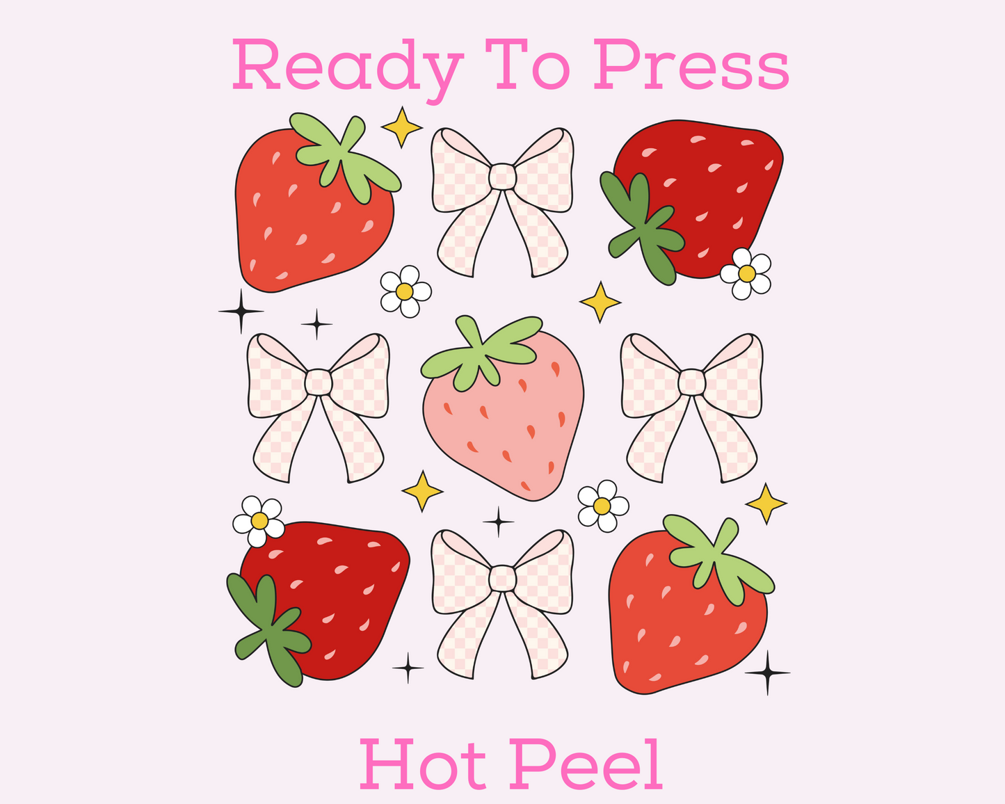 Strawberries And Bows Collage Summer DTF TRANSFER or UV DTF STICKER