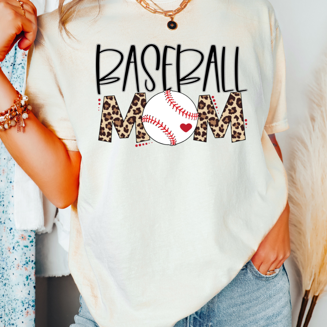 Baseball Mom Leopard Baseball DTF TRANSFER or UV DTF STICKER