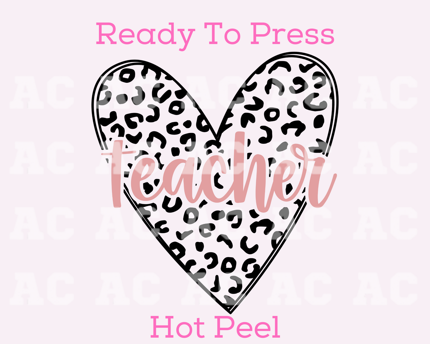 Teacher Heart (Leopard) DTF TRANSFER or UV DTF STICKER DECAL