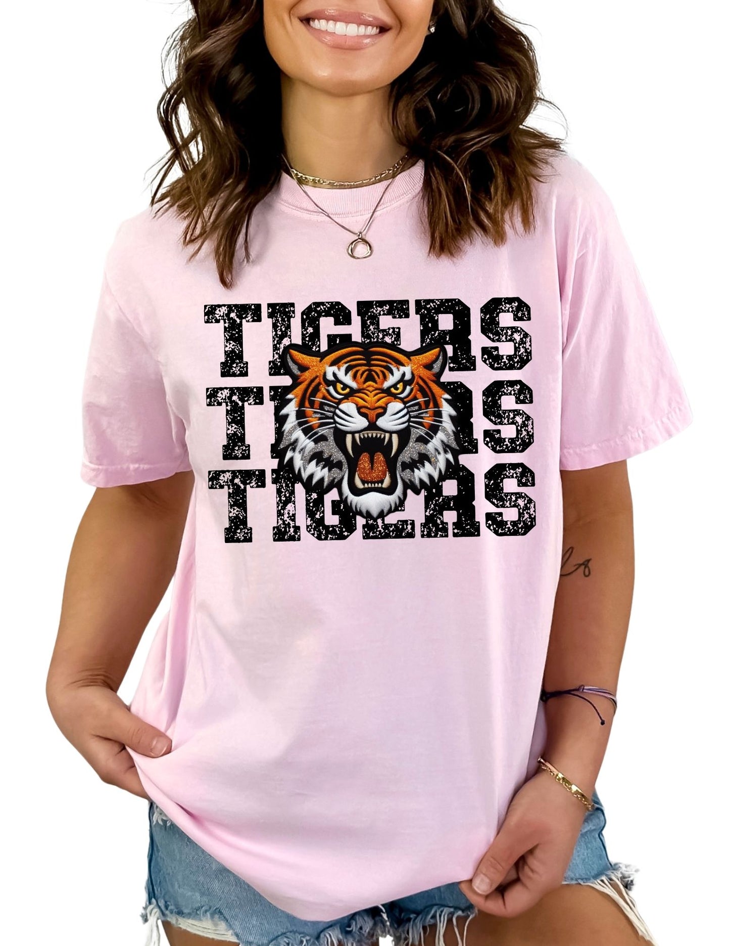 Faux Sequins Tigers (Distressed) DTF TRANSFER or UV DTF STICKER
