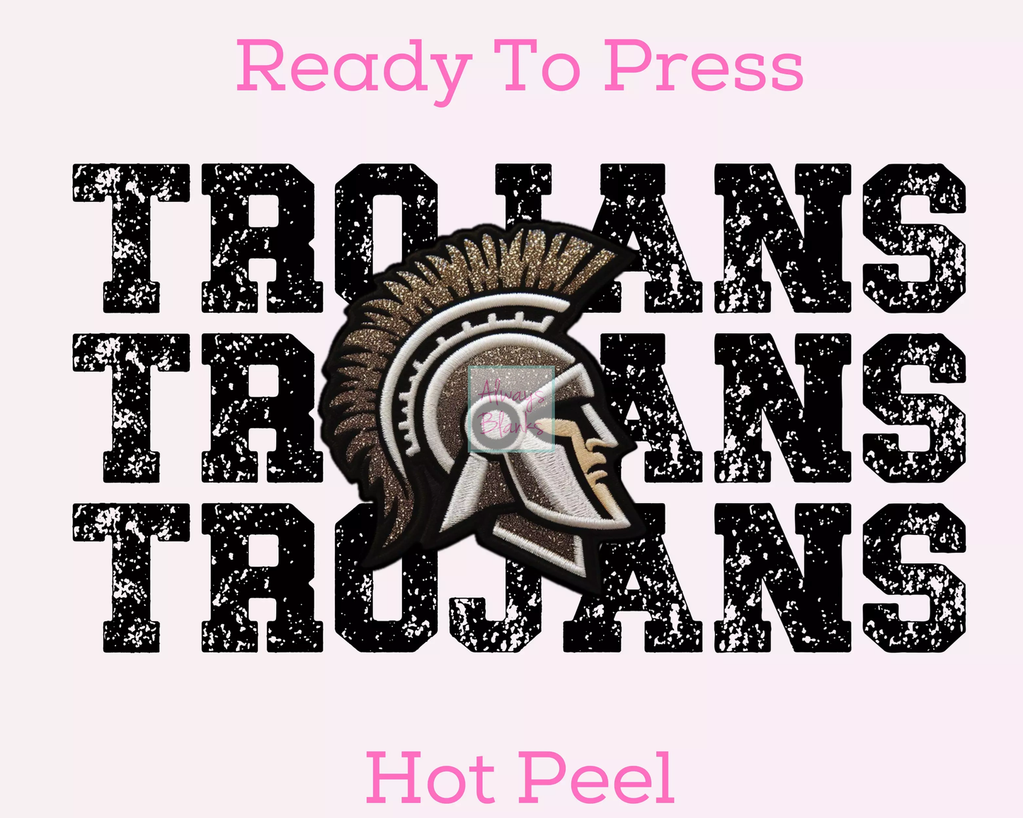 Faux Embroidery Distressed Trojans Sports MascotDTF TRANSFER or UV DTF STICKER