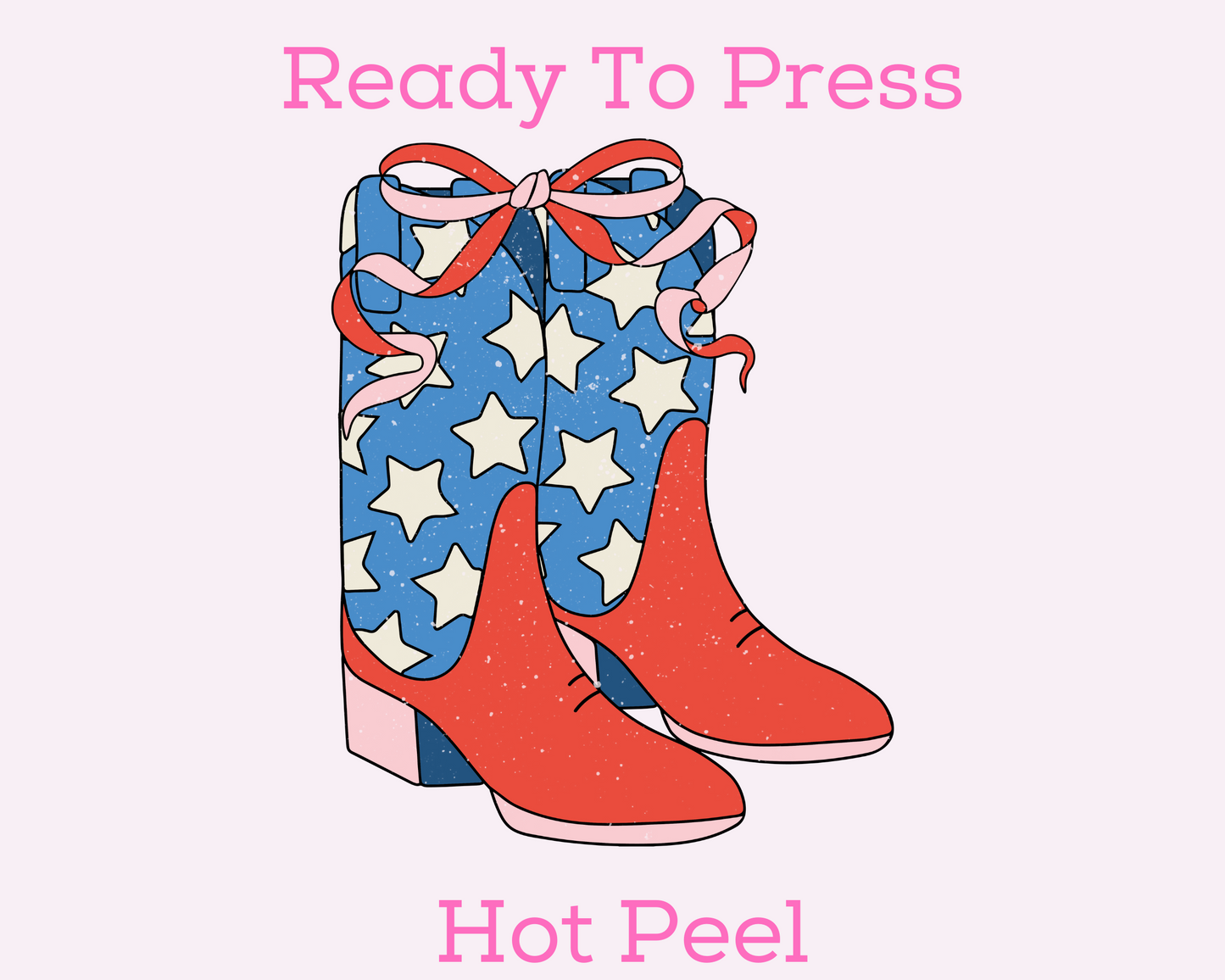 Rustic Coquette Bow Boots Patriotic DTF TRANSFER