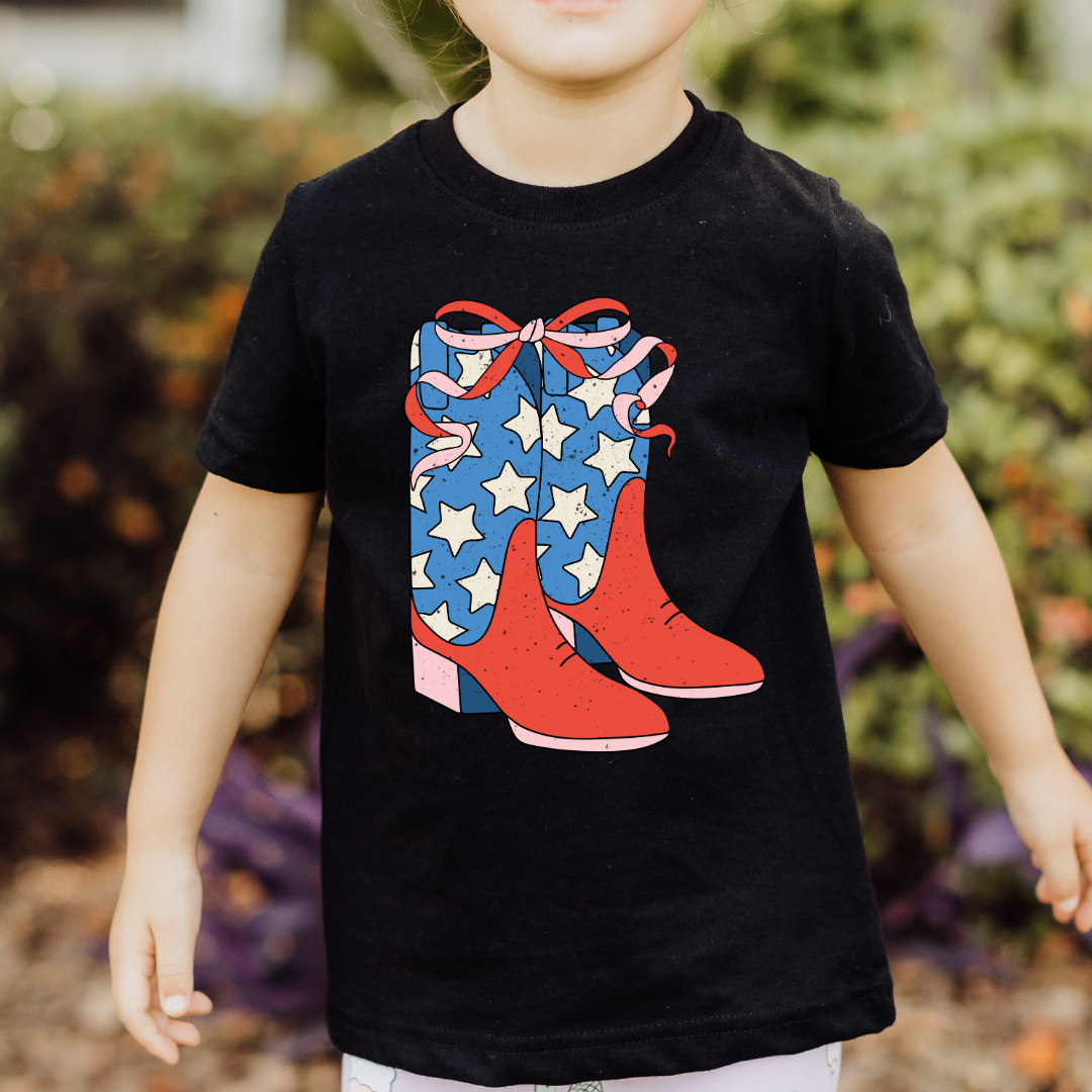 Rustic Coquette Bow Boots Patriotic DTF TRANSFER
