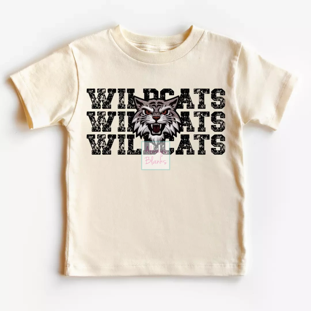 Faux Embroidery Distressed Wildcats Sports Mascot DTF TRANSFER or UV DTF STICKER