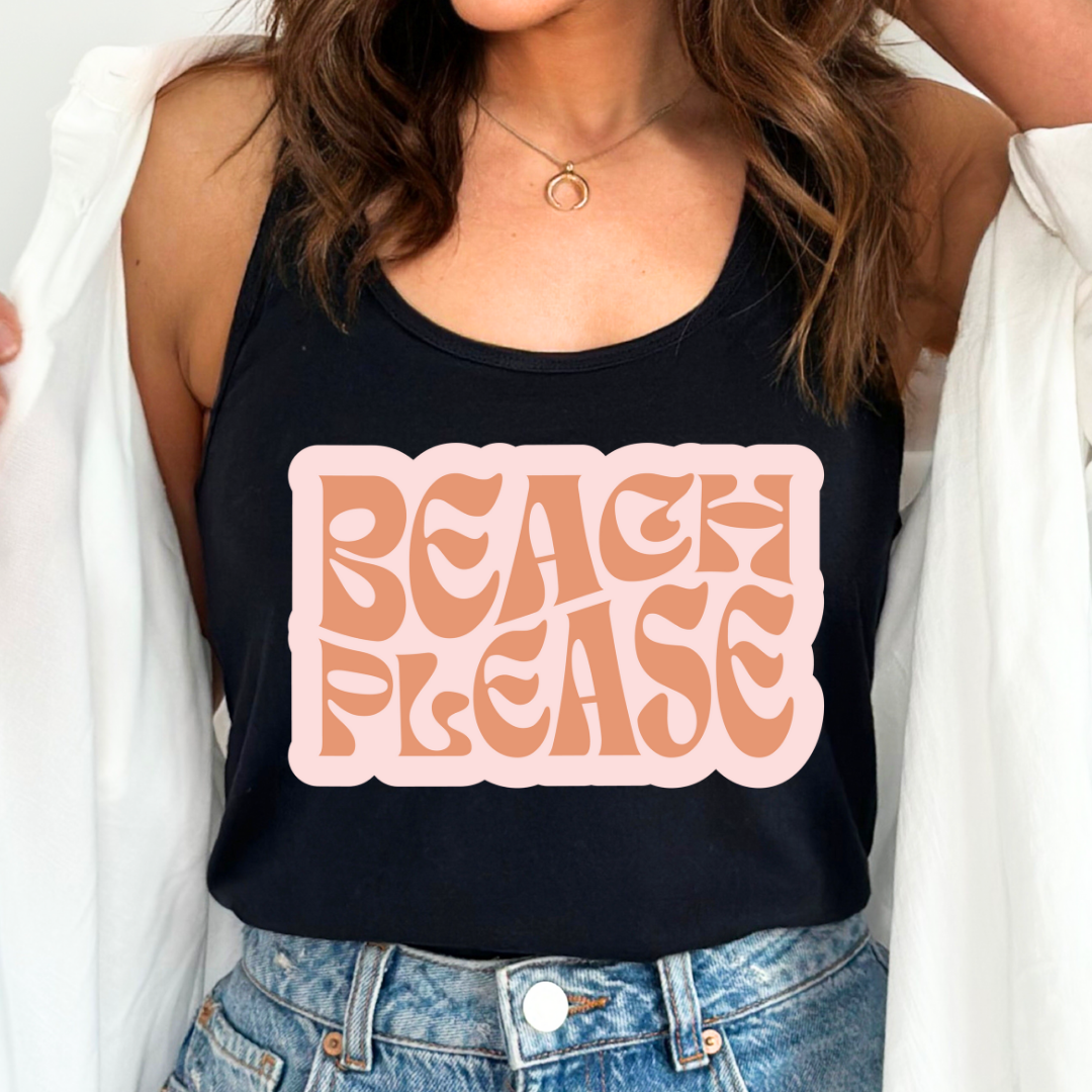 Retro Beach Please Summer DTF TRANSFER or UV DTF STICKER