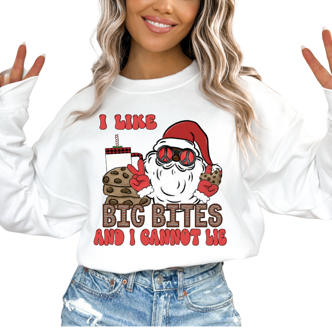 I Like Big Bites And I Cannot Lie Black Santa Christmas DTF TRANSFER  or UV DTF STICKER