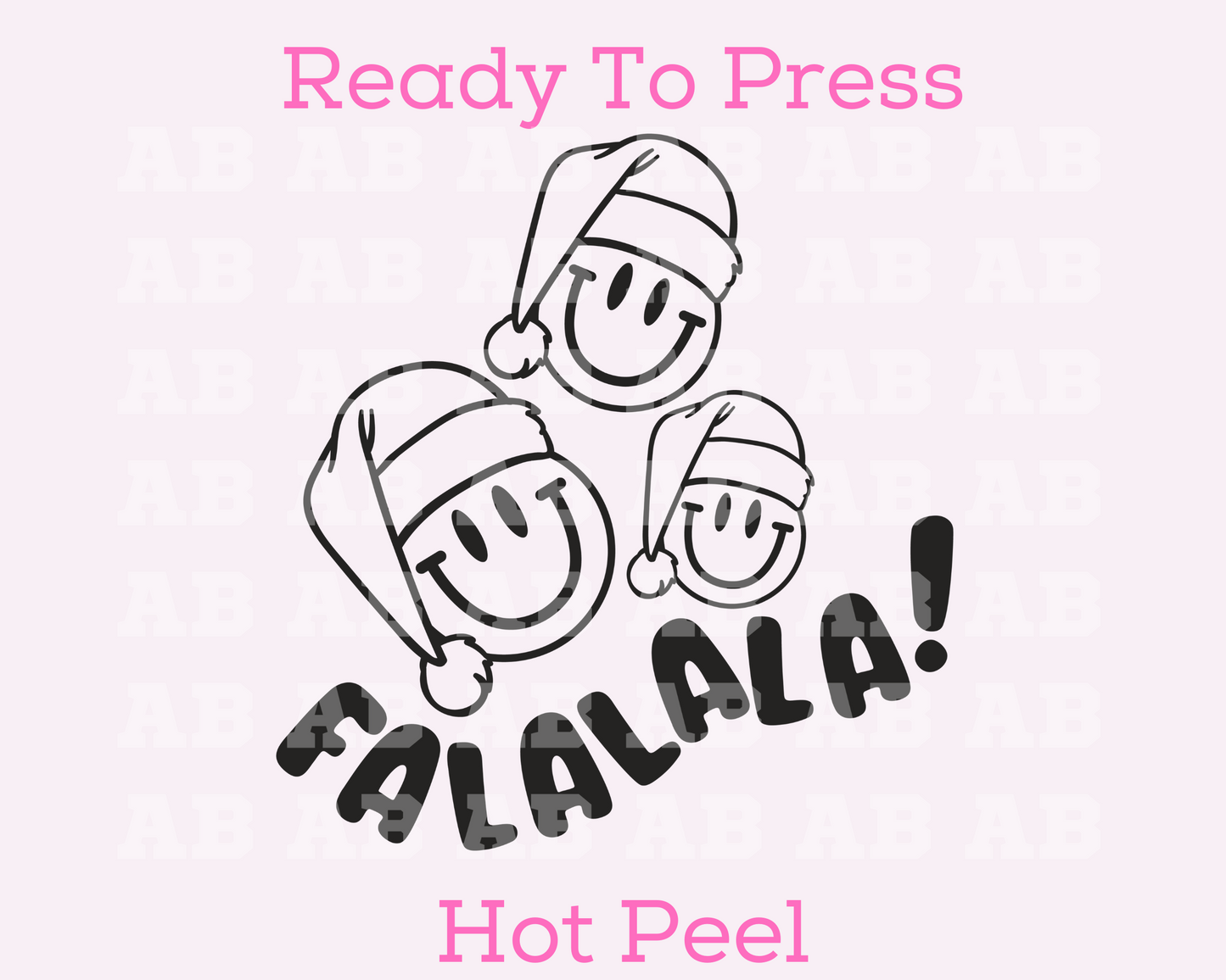 FaLaLaLa Smiling Santa's (Black Outline) Christmas DTF TRANSFER or UV DTF STICKER