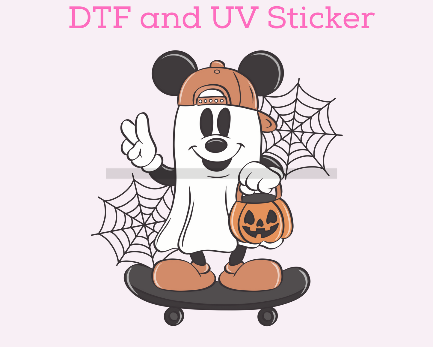 Magical Halloween Boy M0use Ghost Friends DTF TRANSFER or UV DTF STICKER