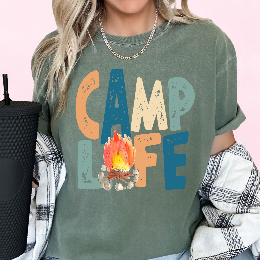 Distressed Camp Life Fire Summer DTF TRANSFER or UV DTF STICKER