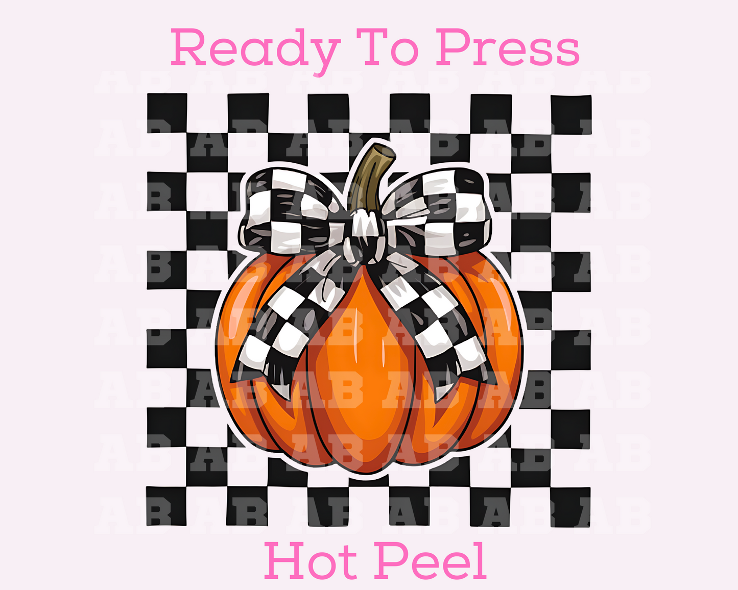 Coquette Bow Checkered Pumpkins Fall DTF TRANSFER or UV DTF STICKER DECAL