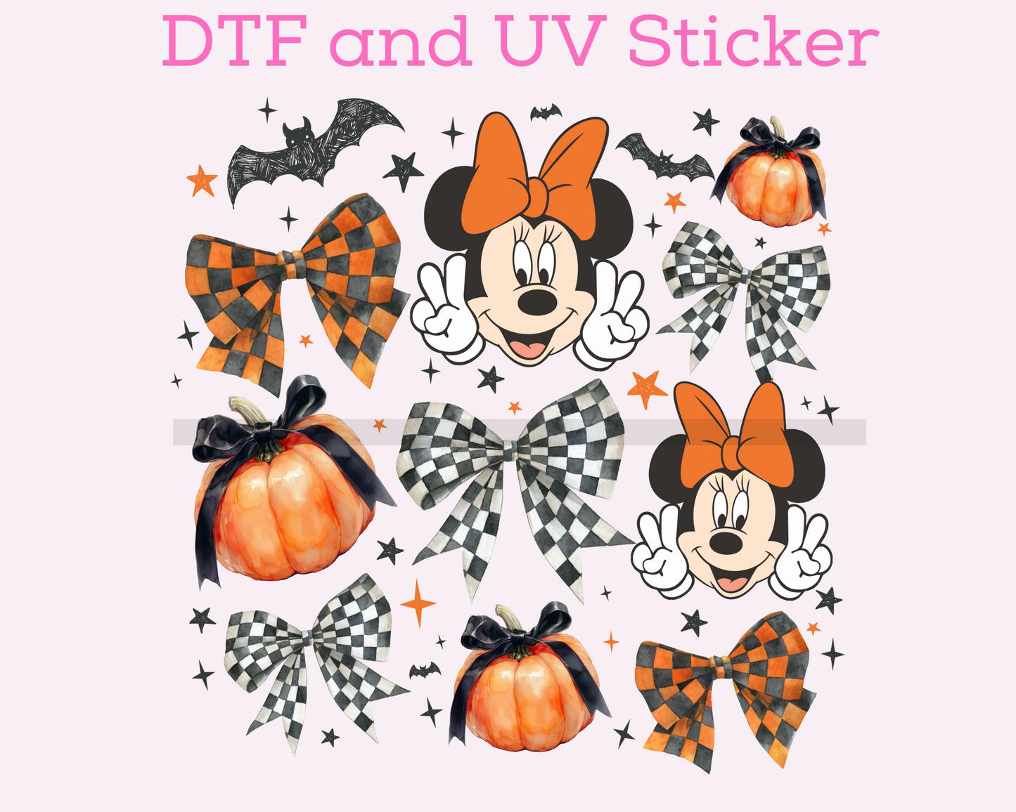 Magical Halloween M0use Boo Bow Collage DTF TRANSFER or UV DTF STICKER