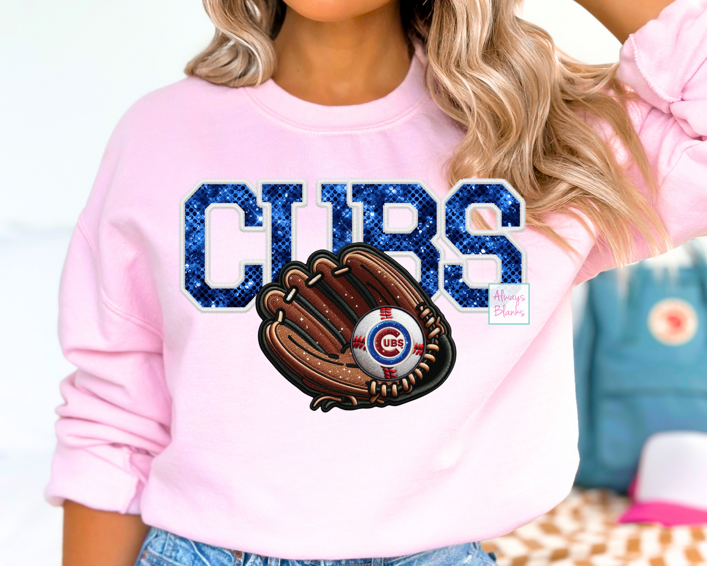 Cubs Baseball Faux Sequins DTF TRANSFER or UV DTF STICKER