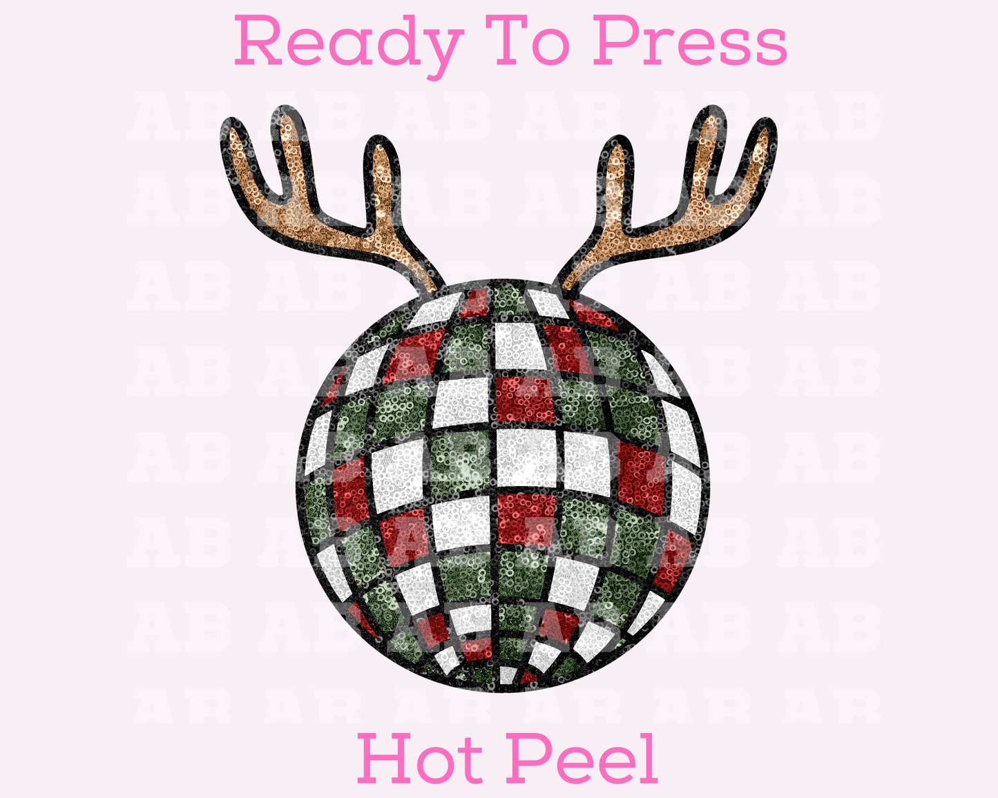 Faux Sequins Reindeer Disco Ball Christmas DTF TRANSFER or UV DTF STICKER DECAL