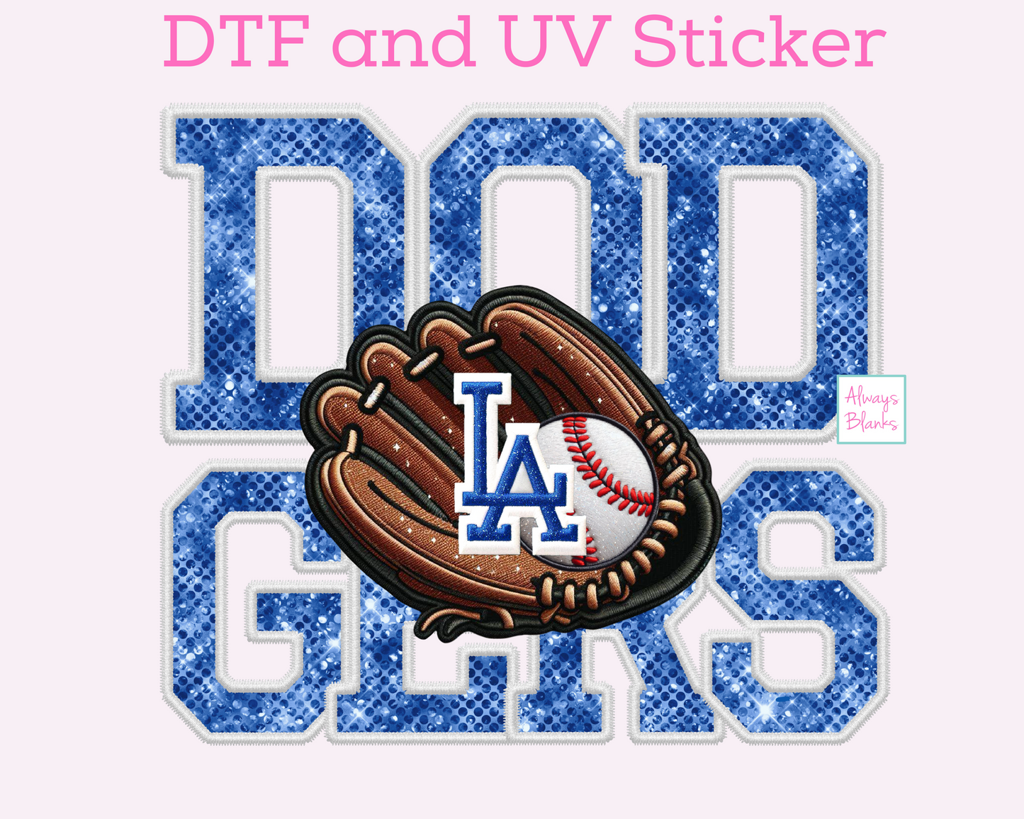 Dodgers Baseball Faux Sequins DTF TRANSFER or UV DTF STICKER