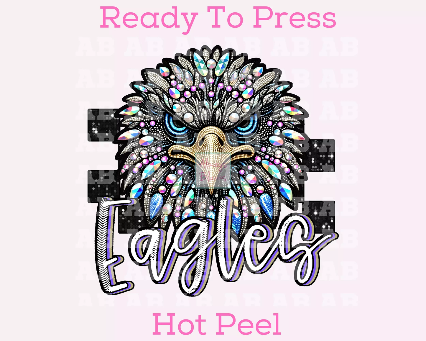 Checkered Eagles Faux Embroidery School Mascot DTF TRANSFER or UV DTF STICKER DECAL