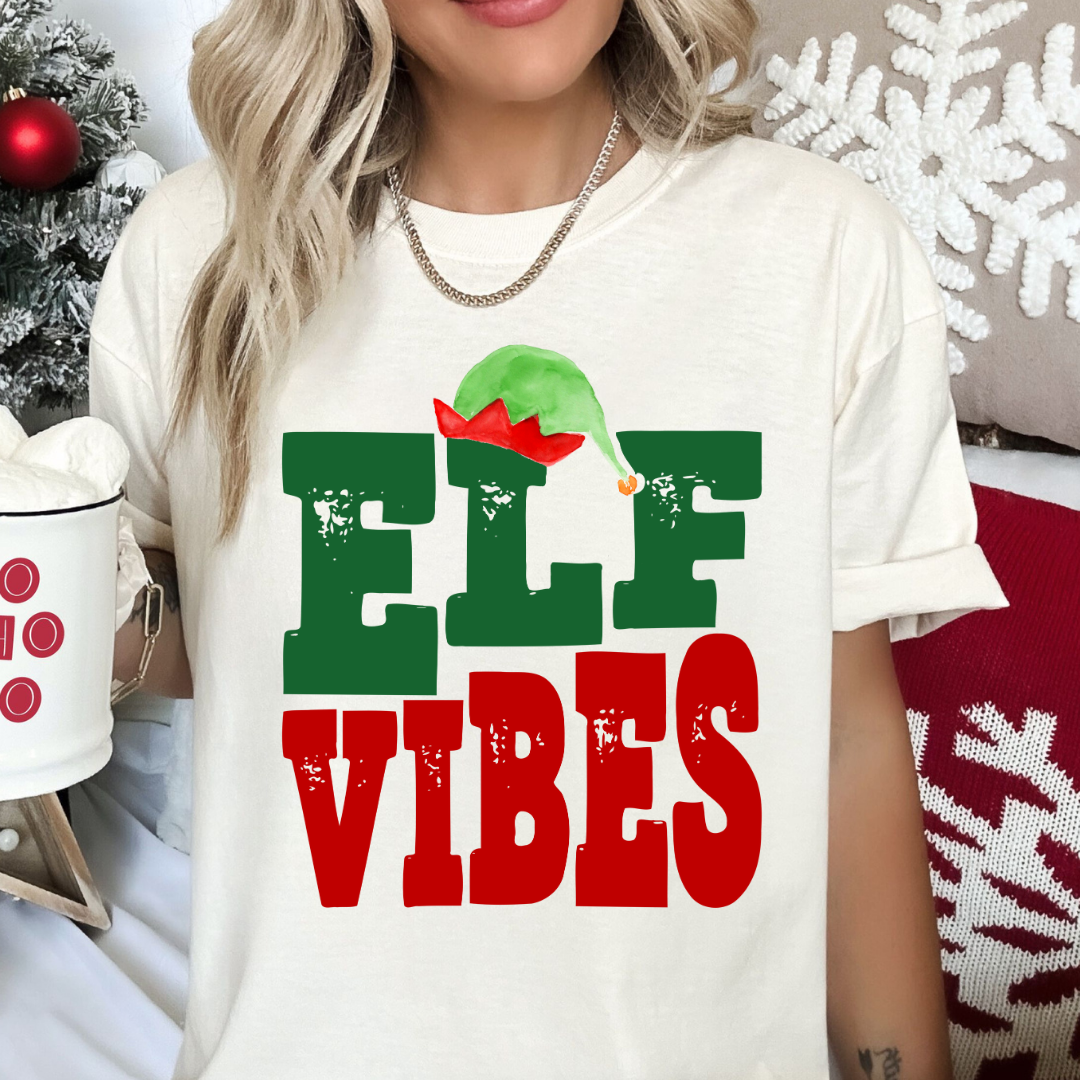 ElfVibes Christmas DTF TRANSFER or UV DTF STICKER