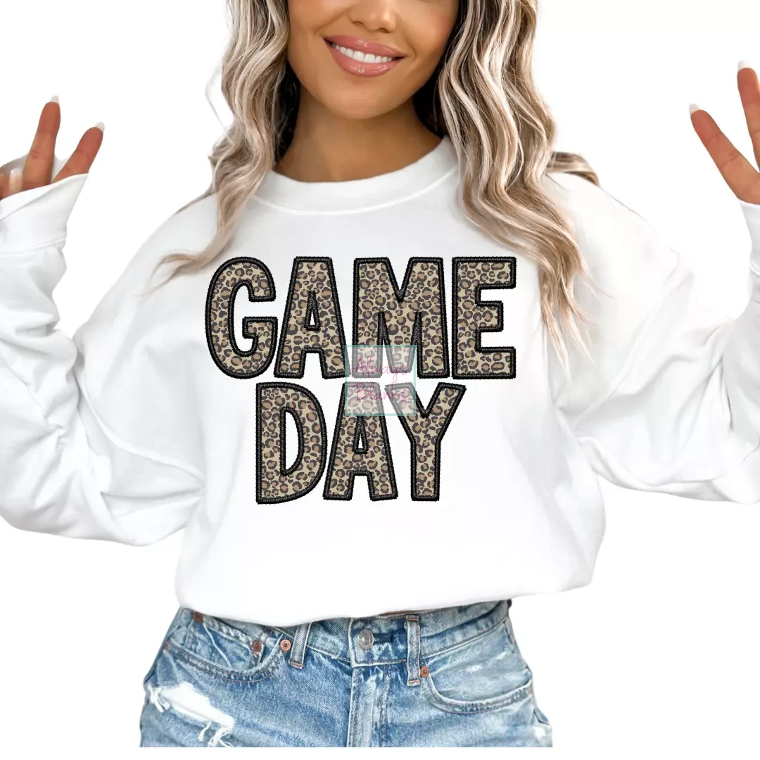 Faux Embroidery Leopard Game Day  DTF TRANSFER or UV DTF STICKER