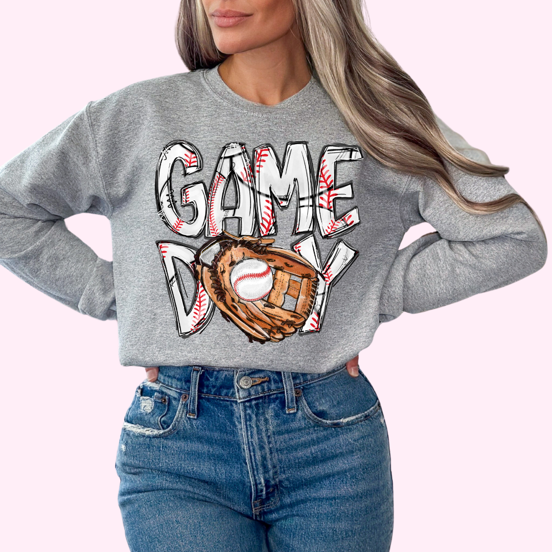 Game Day Baseball Doodle Game Day DTF TRANSFER or UV DTF STICKER
