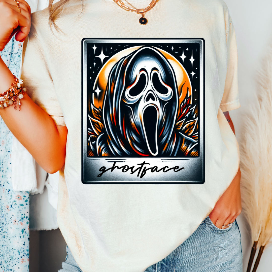 Ghostface Polaroid Halloween DTF TRANSFER or UV DTF STICKER