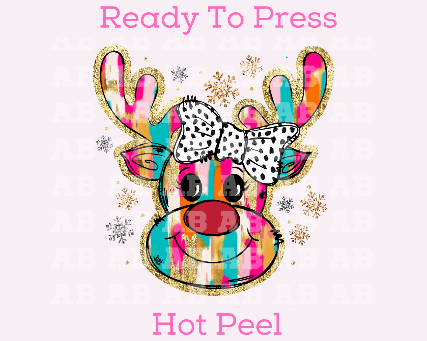 Faux Glitter Girl Reindeer Christmas DTF TRANSFER  or UV DTF STICKER