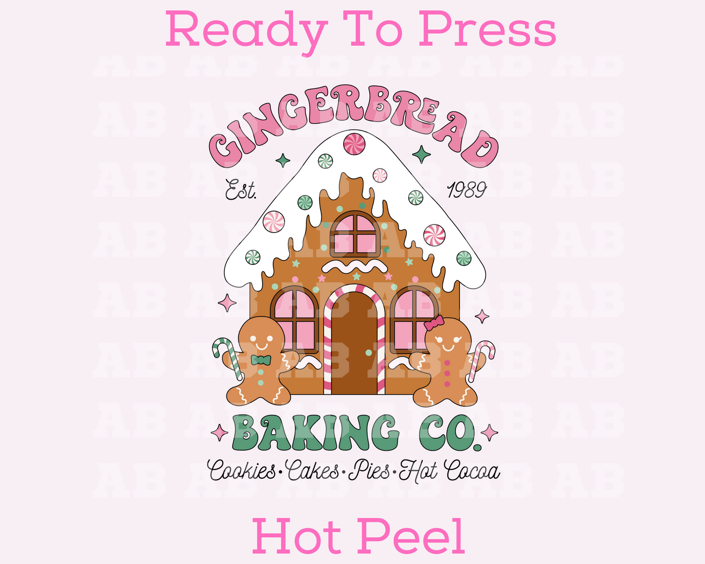 Gingerbread Baking Co. Christmas DTF TRANSFER or UV DTF STICKER