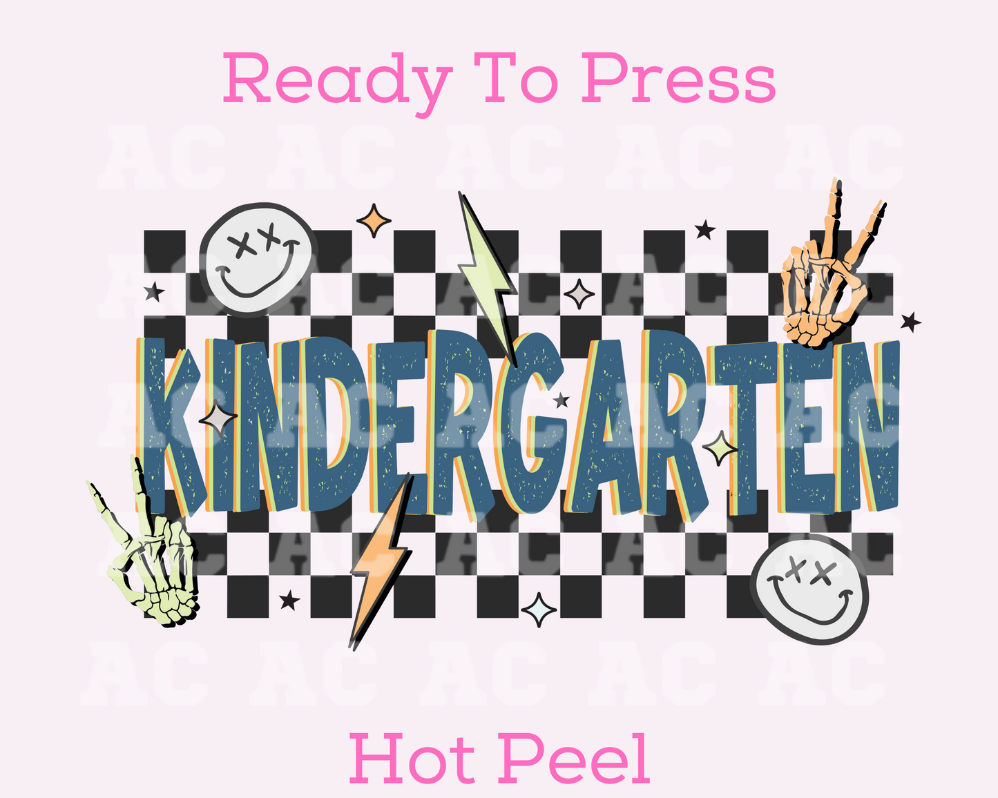 Checkered Kindergarten DTF TRANSFER or UV DTF STICKER