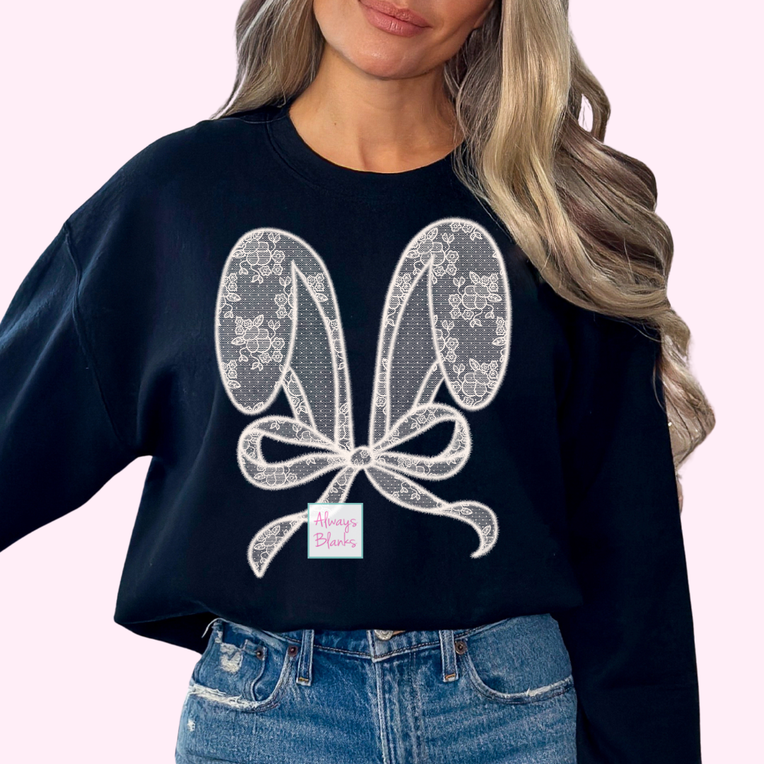 Lace Bunny Ears Coquette Bow (Cream) Easter DTF TRANSFER