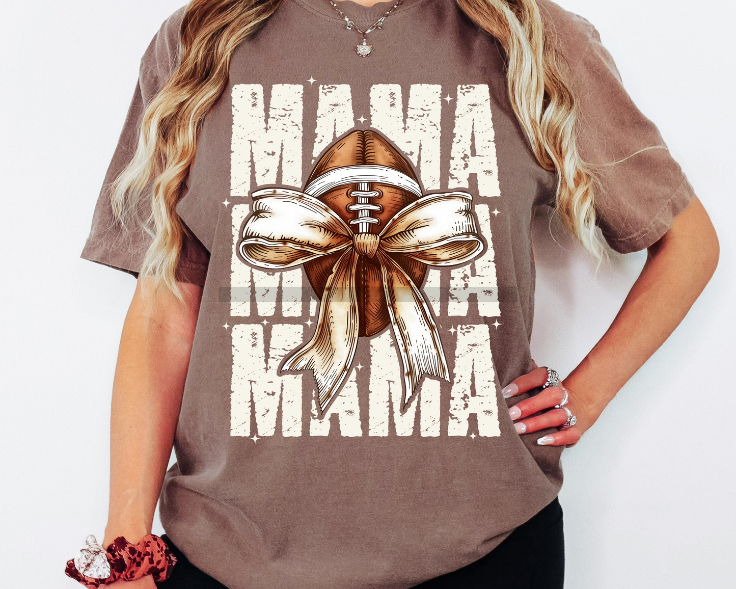 Football Mama with Bow Mom Football DTF TRANSFER